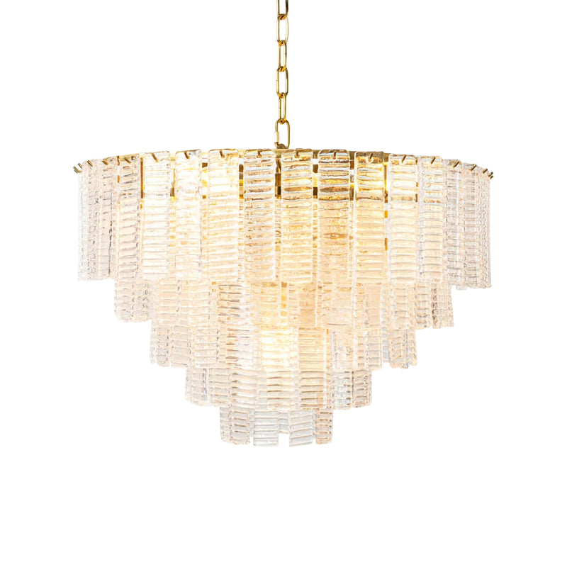 Transparent Ridged Glass Rectangle Chandelier | Korewolamp