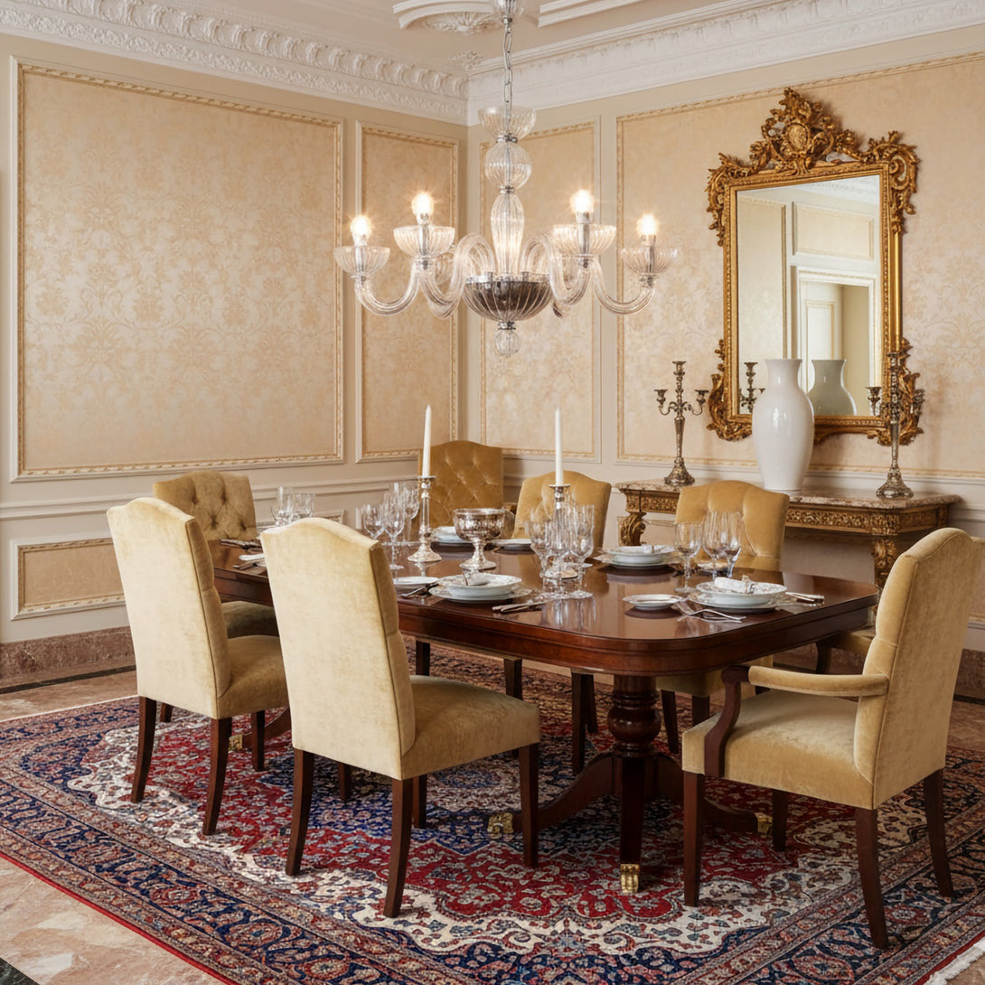 Transparent Ares Murano Glass Chandelier dining room installation reference