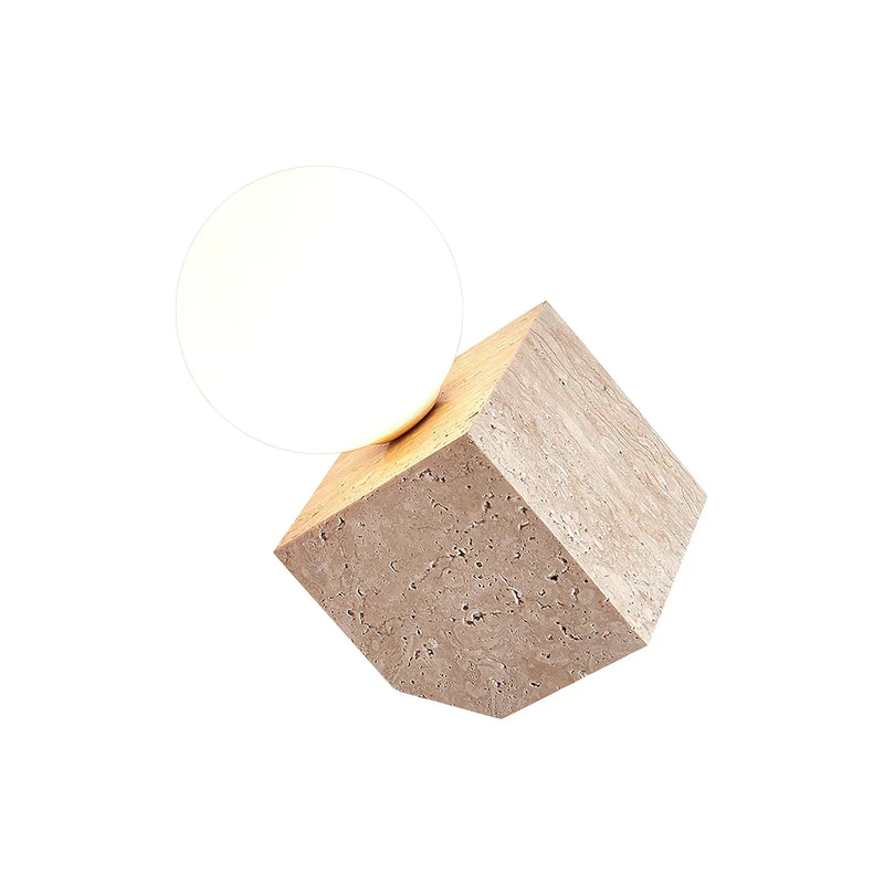 Travertine Cube Stone Table Lamp | Korewolamp