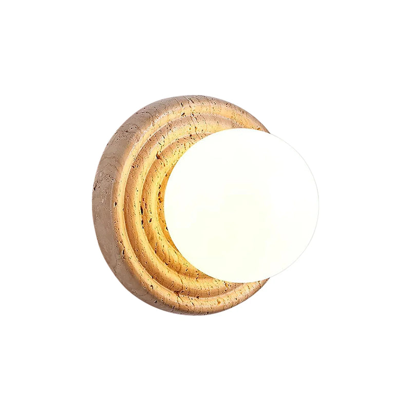 Travertine Elira Round Minimalist Wall Sconce | Korewolamp