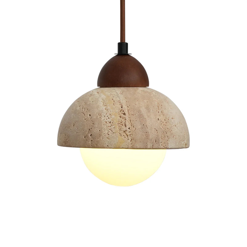 Travertine Glass Semicircle Pendant Light | Korewolamp