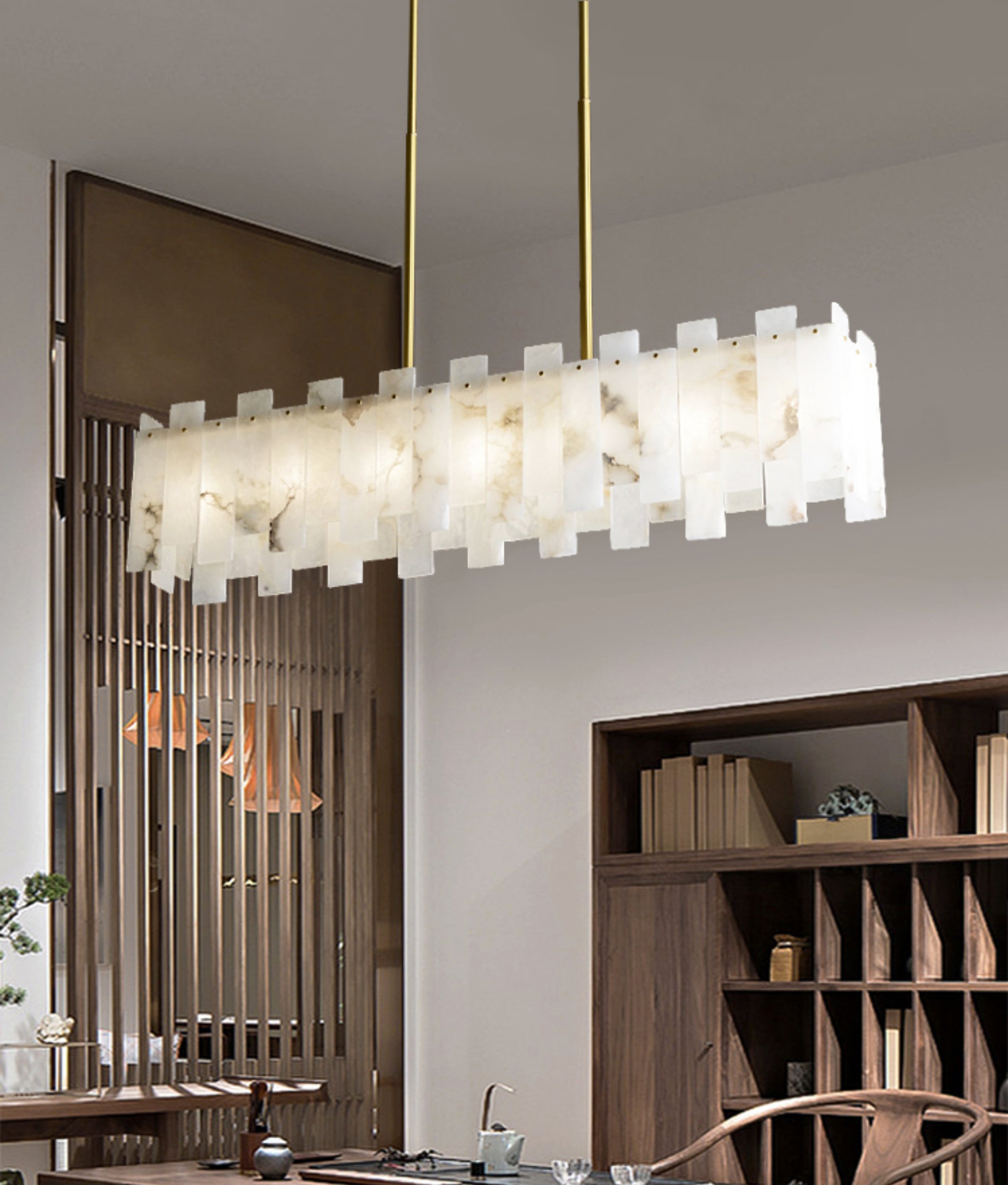 Modern Alabaster Venus Linear Chandelier