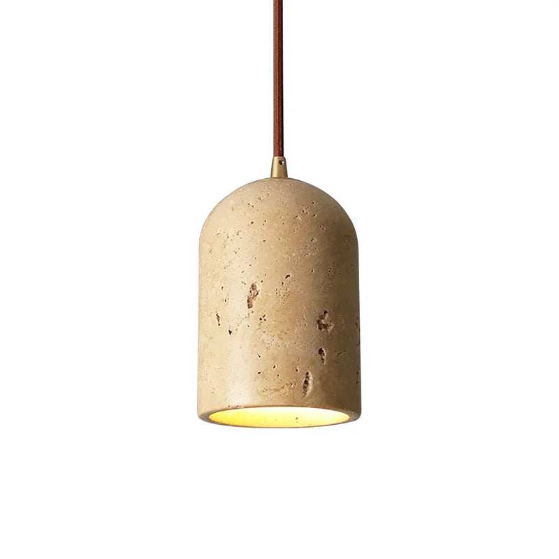 Vintage Cylindrical Travertine Pendant Lamp | Korewolamp