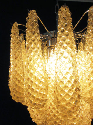 Vintage Murano Amber Glass Petals Chandelier