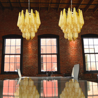 Vintage Murano Amber Glass Petals Chandelier