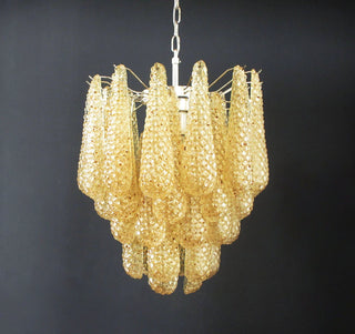 Vintage Murano Amber Glass Petals Chandelier