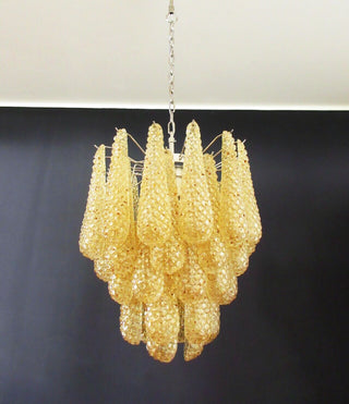 Vintage Murano Amber Glass Petals Chandelier