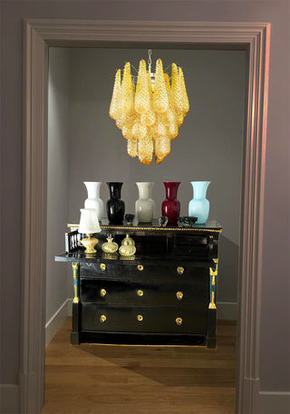 Vintage Murano Amber Glass Petals Chandelier