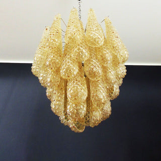 Vintage Murano Amber Glass Petals Chandelier