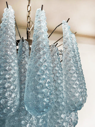 Vintage Murano Blue Glass Petals Chandelier