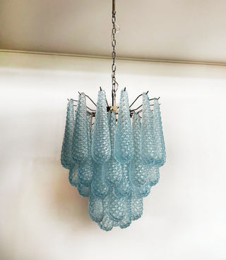 Vintage Murano Blue Glass Petals Chandelier