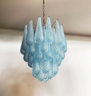 Vintage Murano Blue Glass Petals Chandelier