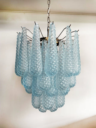 Vintage Murano Blue Glass Petals Chandelier