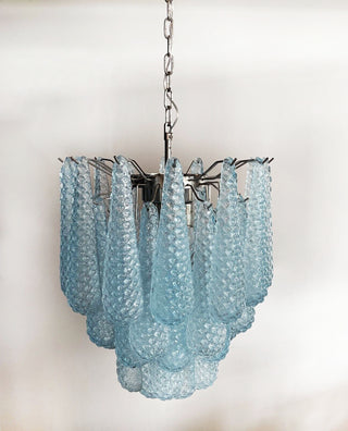 Vintage Murano Blue Glass Petals Chandelier