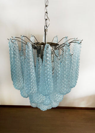 Vintage Murano Blue Glass Petals Chandelier