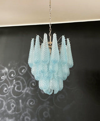 Vintage Murano Blue Glass Petals Chandelier