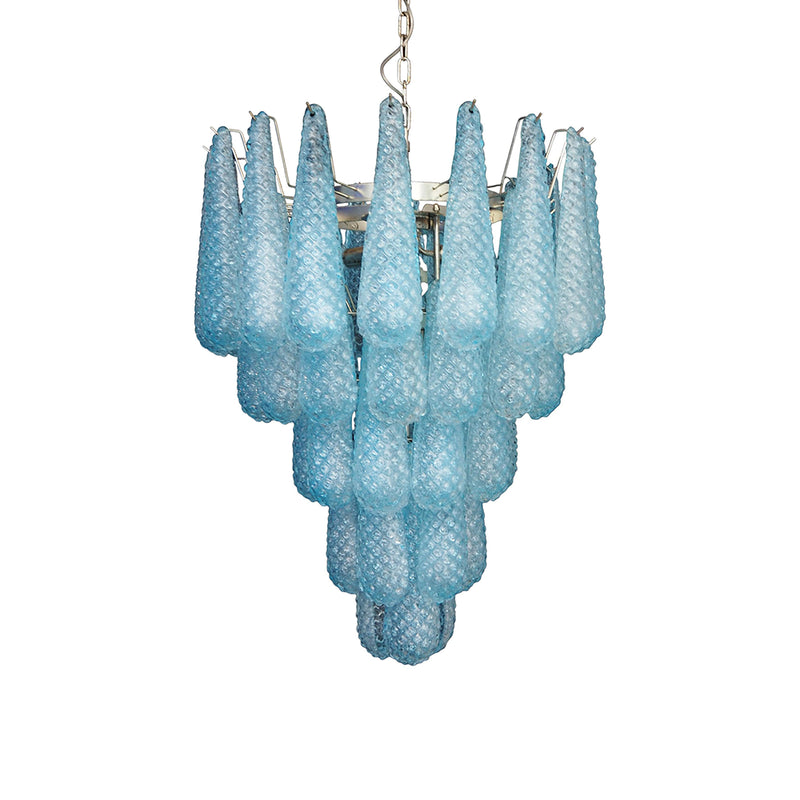 Vintage Murano Blue Petals Drop Glass Chandelier | Korewolamp