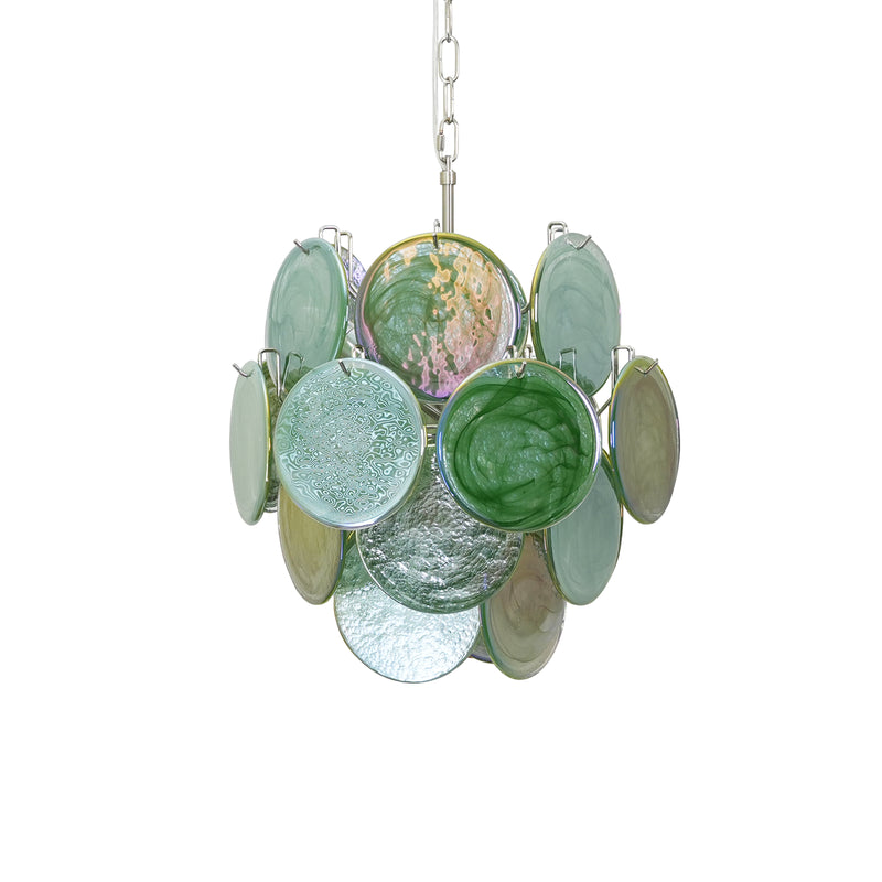 Vintage Murano Green Glass Disks Chandelier | Korewolamp