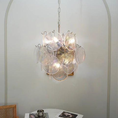 Liora Iridescent Disc Glass Chandelier