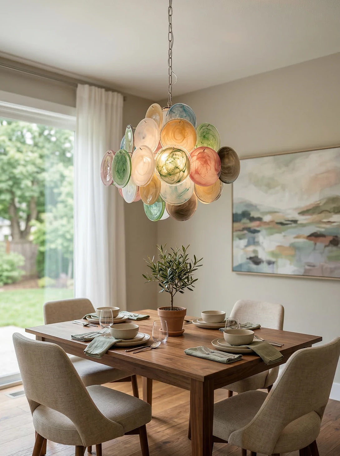 Vintage Murano Multicolored Disks Chandelier | korewo Lamp
