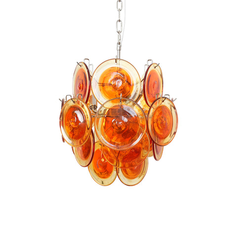 Vintage Murano Orange Transparent Disc Chandelier | Korewolamp