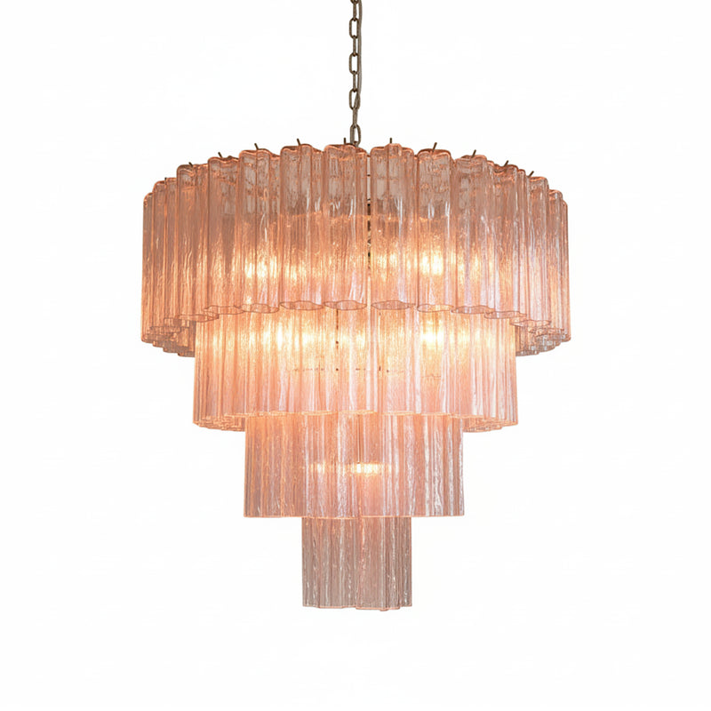 Pink Glass Tube Star Layered Chandelier | Korewolamp