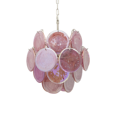 Vintage Murano Pink Glass Disks Chandelier | Korewolamp