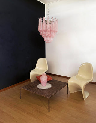 Vintage Murano Pink Glass Petals Chandelier