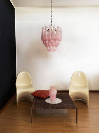 Vintage Murano Pink Glass Petals Chandelier