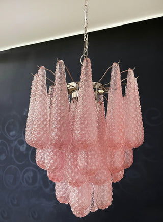 Vintage Murano Pink Glass Petals Chandelier