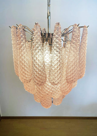 Vintage Murano Pink Glass Petals Chandelier