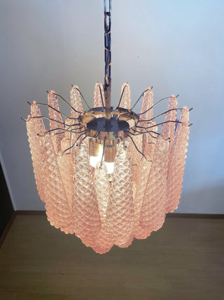 Vintage Murano Pink Glass Petals Chandelier