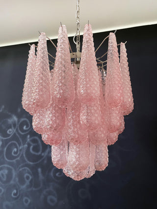 Vintage Murano Pink Glass Petals Chandelier