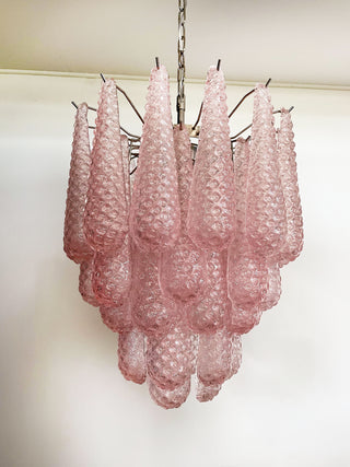 Vintage Murano Pink Glass Petals Chandelier