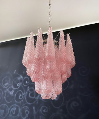 Vintage Murano Pink Glass Petals Chandelier