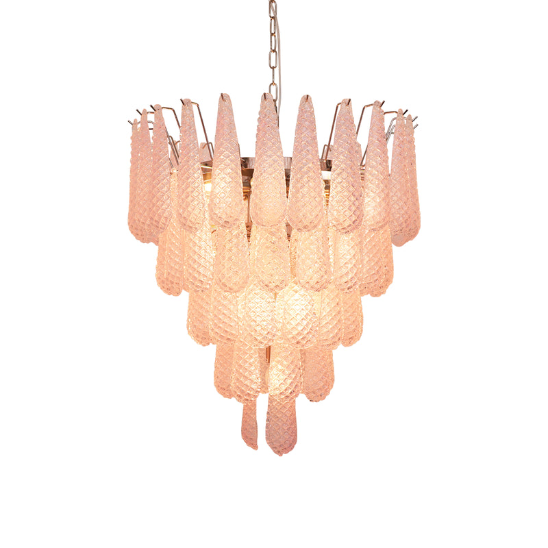 Pink Murano Petal Drop Glass Chandelier | Korewolamp