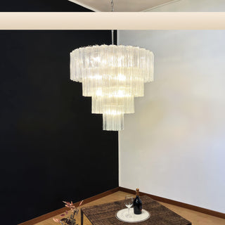 Vintage Murano Transparent Glass Chandelier