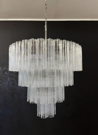 Vintage Murano Transparent Glass Chandelier