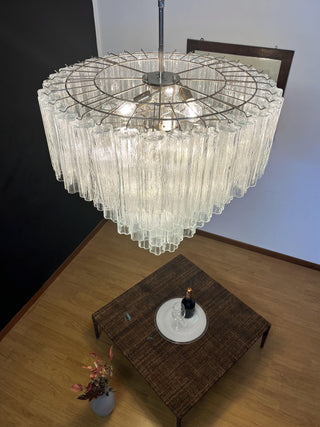 Vintage Murano Transparent Glass Chandelier