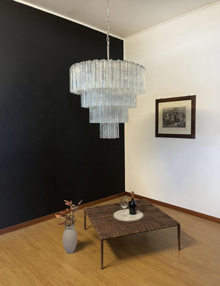 Vintage Murano Transparent Glass Chandelier