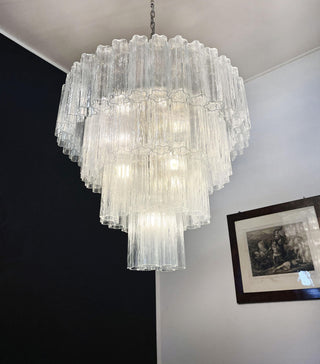 Vintage Murano Transparent Glass Chandelier