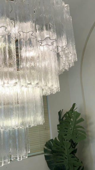 Vintage Murano Transparent Glass Chandelier