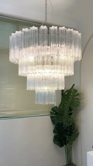 Vintage Murano Transparent Glass Chandelier