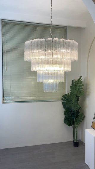 Vintage Murano Transparent Glass Chandelier