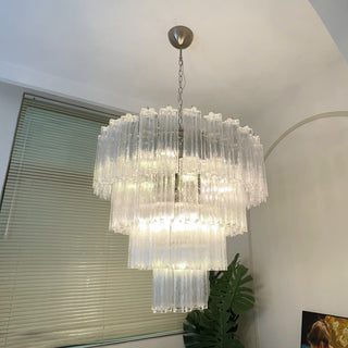 Vintage Murano Transparent Glass Chandelier