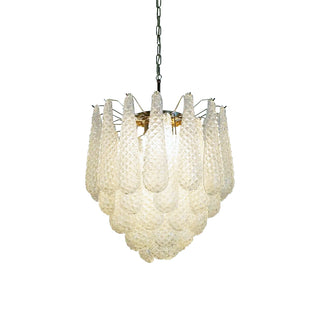 Vintage Murano Transparent Glass Petals Chandelier