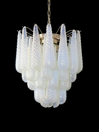 Vintage Murano Transparent Glass Petals Chandelier