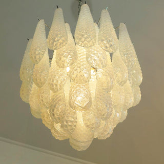 Vintage Murano Transparent Glass Petals Chandelier