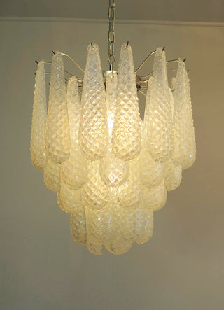 Vintage Murano Transparent Glass Petals Chandelier