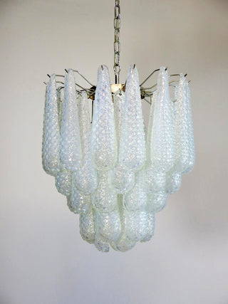 Vintage Murano Transparent Glass Petals Chandelier